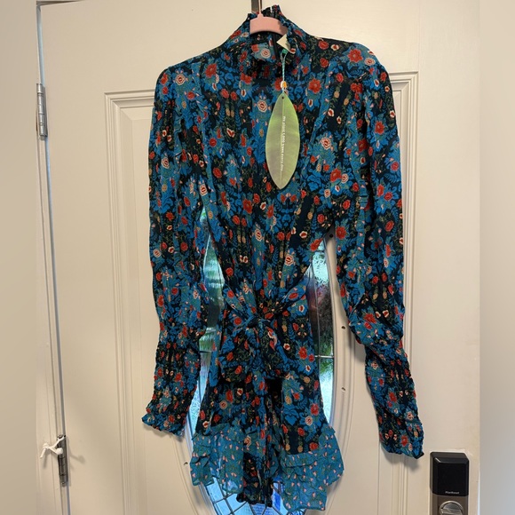 FARM Rio Blue Floral Mini Dress - Picture 2 of 3